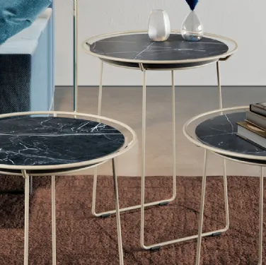 Tavolino rotondo con top in ceramica e base in acciaio Spasso TA di Ambiance Italia