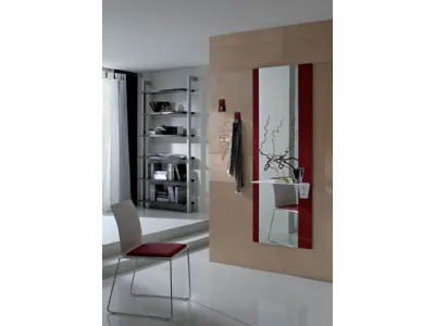 Mobile ingresso con specchio con fasce laterali in laccato Rosso Lia di La Primavera
