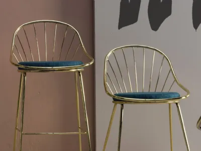 Sgabello in metallo con sedile in tessuto imbottito Sun SGF di Ambiance Italia
