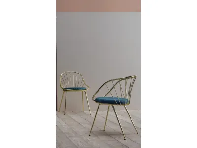 Sedia Sun in acciaio con sedile in tessuto imbottito di Ambiance Italia