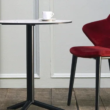 Tavolo da caffè con base in acciaio e piano rotondo in melaminico Vortice T di Ambiance Italia
